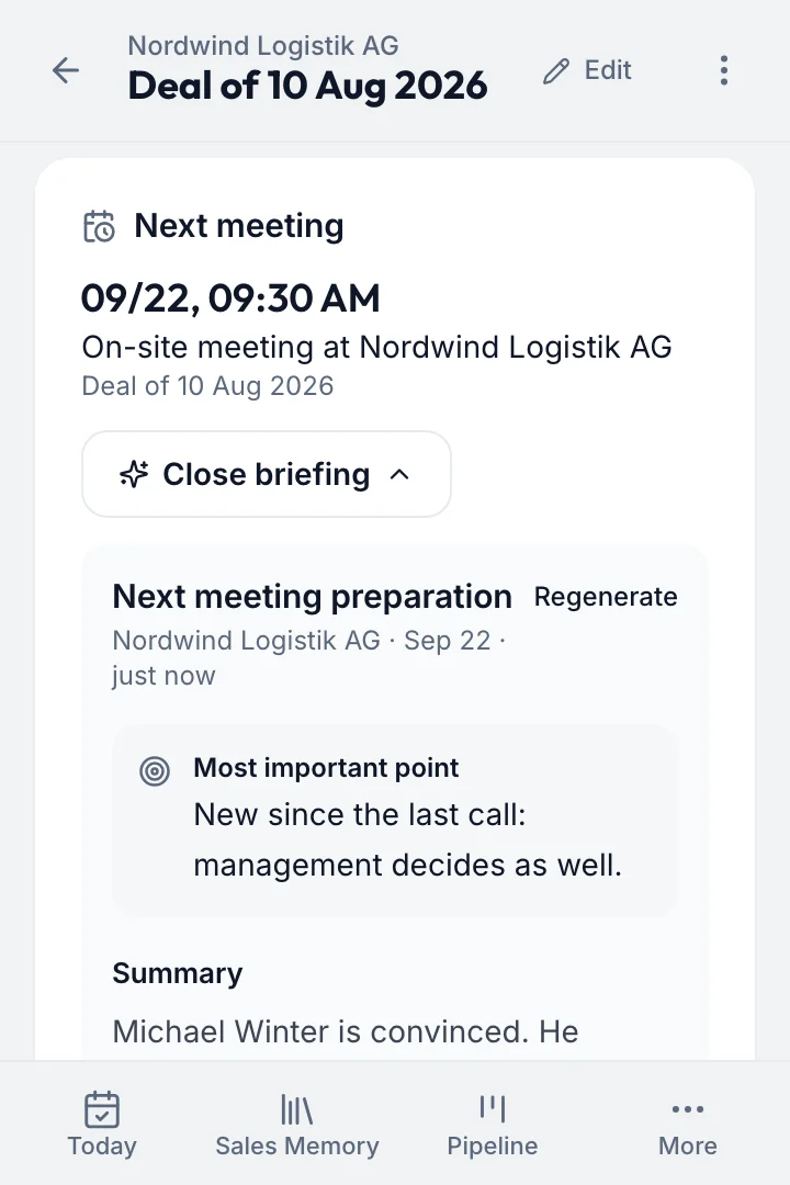 Meeting briefing for the on-site meeting at Nordwind Logistik on 22 September at 9:30
