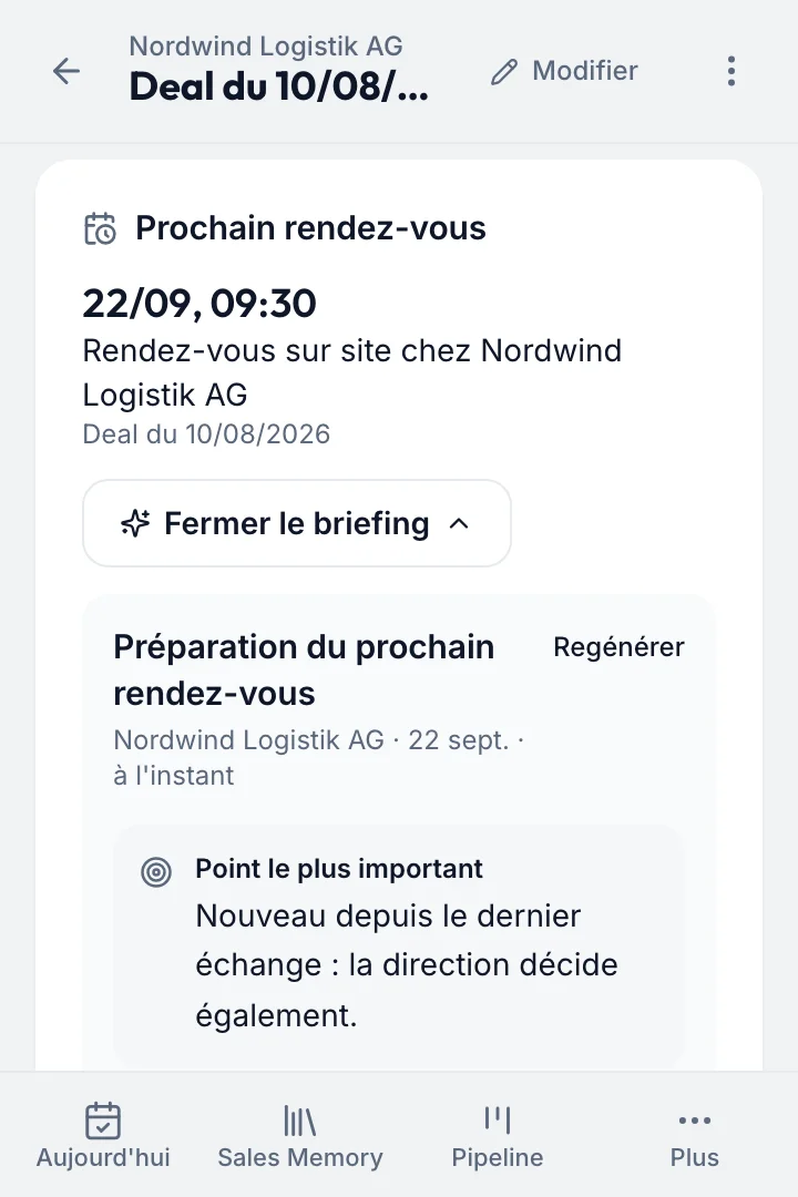 Briefing du rendez-vous sur site chez Nordwind Logistik le 22 septembre à 9h30